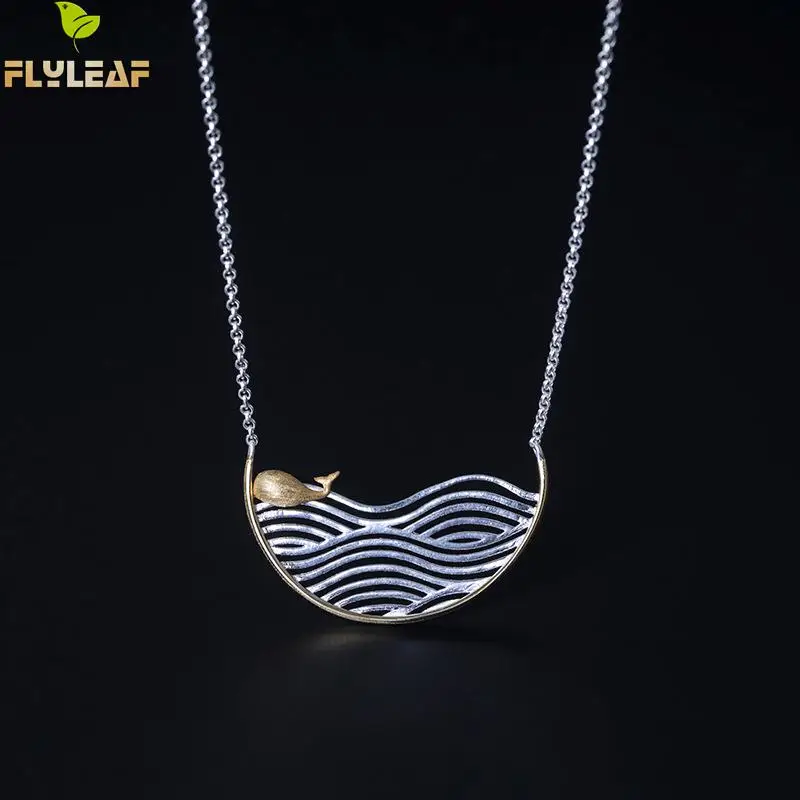 

Flyleaf волнистые золотые киты могут двигаться ожерелья и подвески для женщин 100% Стерлинговое Серебро 925 пробы Винтажные Ювелирные Изделия