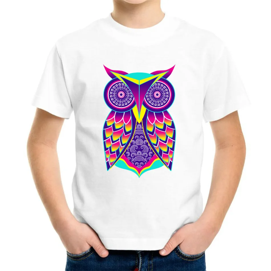 

Joyonly 2018 Summer Boys Girls Fashion 3D T-shirt Children Lovely Owl Animal Sunflower Print T shirt Kids Cool White Tops 4-20Y