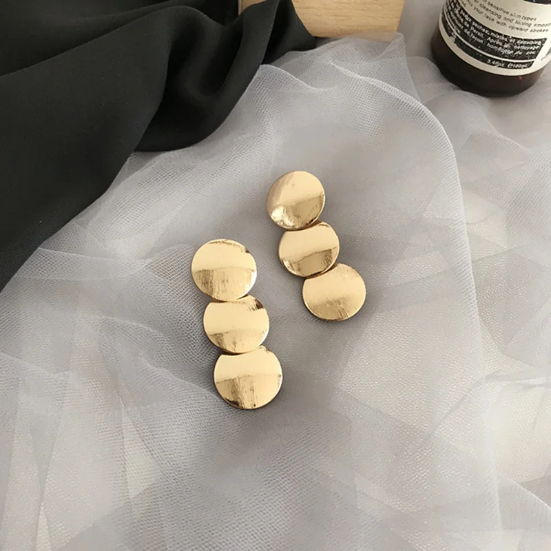 MENGJIQIAO Новые Модные металлические золотые геометрические круглые висячие серьги большие квадратные длинные серьги для женщин Brincos - Окраска металла: E