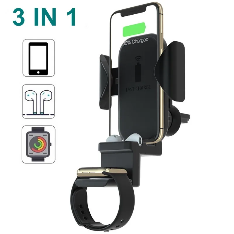 10 Вт автомобильное беспроводное зарядное устройство QI для iphone airpods Apple Watch 1 2 3 4