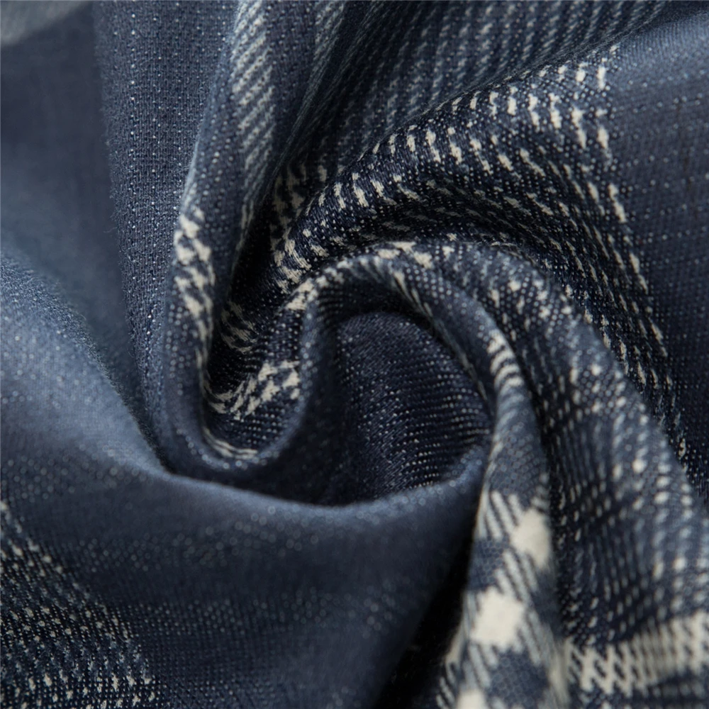 Brand New Men's Casual Shirts Denim Long Sleeve Slim Fit Striped Shirt Business Camisa Breathable Male Outdoor Clothing | Мужская