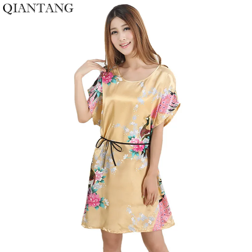 Женская ночная рубашка из вискозы модная Повседневная Ночная золотого цвета с