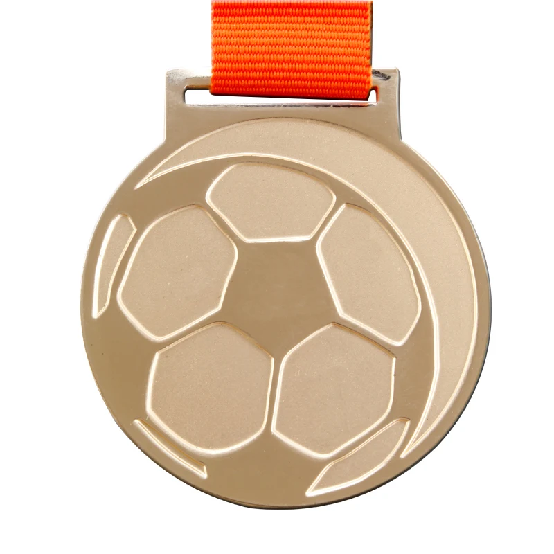 

Customized football Medal cheap custom make sports medals with ribbons hot sales plating gold Zinc alloy medals