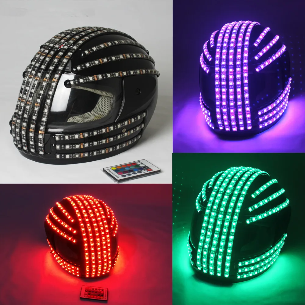 Светодиодная маска-шлем в форме монстра RGB светящаяся шапка танцевальная одежда