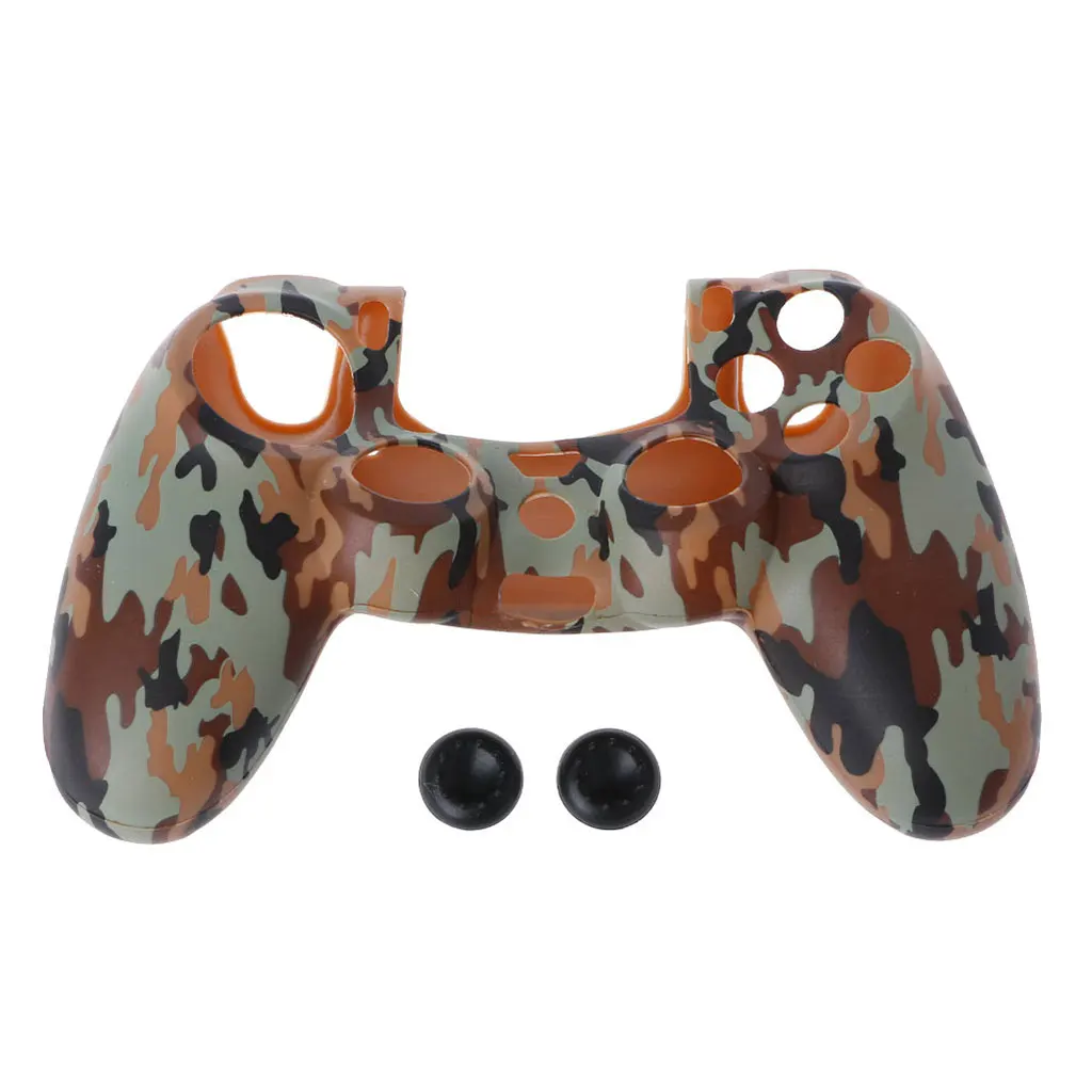 Чехол для игры Камуфляжный Мягкий силиконовый чехол + 2 джойстика PS4 контроллера