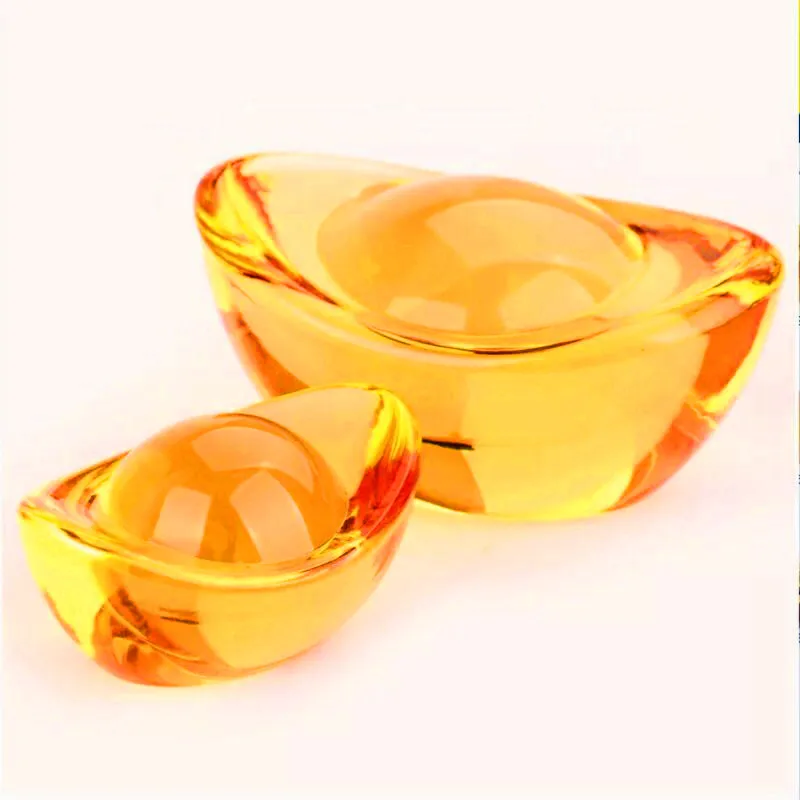 

50/60mm Crystal Shoe-shaped Gold Ingot Paperweight Glass Craft Home Decoration Arts&Collection Fengshui Furnishing Ornaments