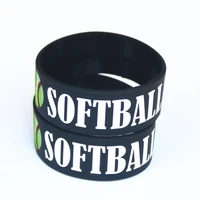 25pcs softball silicone wristbands wide black sport silicone rubber bracelet bangles women men jewelry gift wholesale sh114