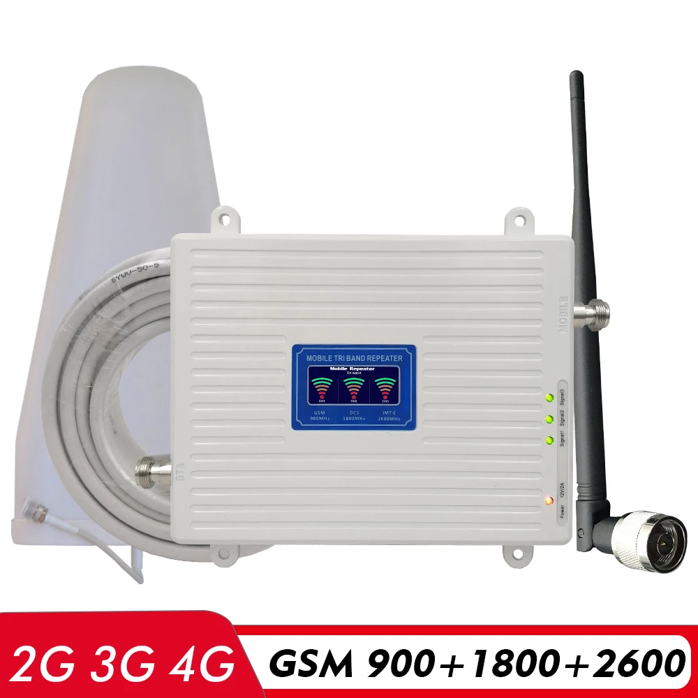 Трехдиапазонный усилитель сигнала Voice 2G 3G 4G GSM 900 +(B3)DCS LTE 1800 +(B7)FDD 2600 ретранслятор
