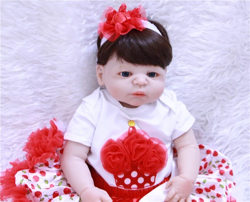 Милая силиконовая кукла reborn babies toys 22 &quot55 см голубые/коричневые глаза куклы