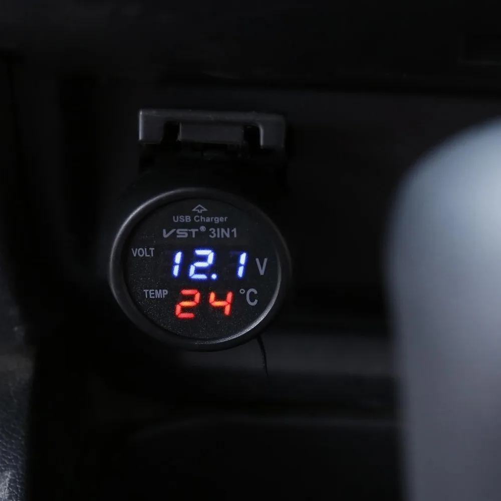 Многофункциональный Автомобильный цифровой вольтметр USB Автомобильное зарядное