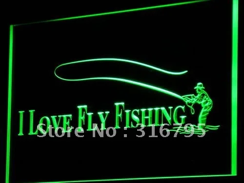 

i729 Fly Fishing Fish Shop Display LED Neon Light Light Signs On/Off Switch 20+ Colors 5 Sizes