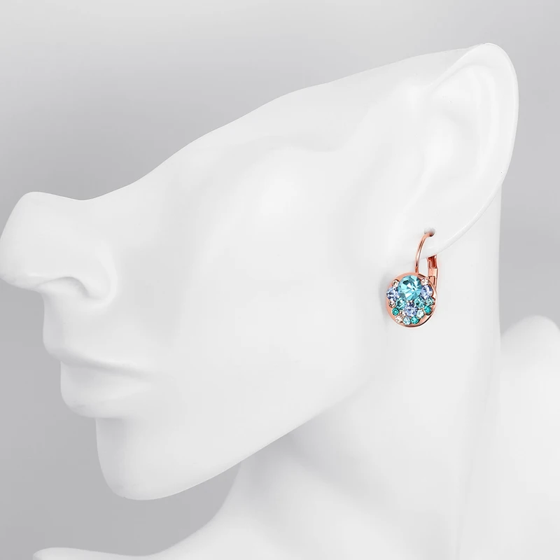 Гламурные чешские сверлильные ювелирные изделия из розового золота синие белые