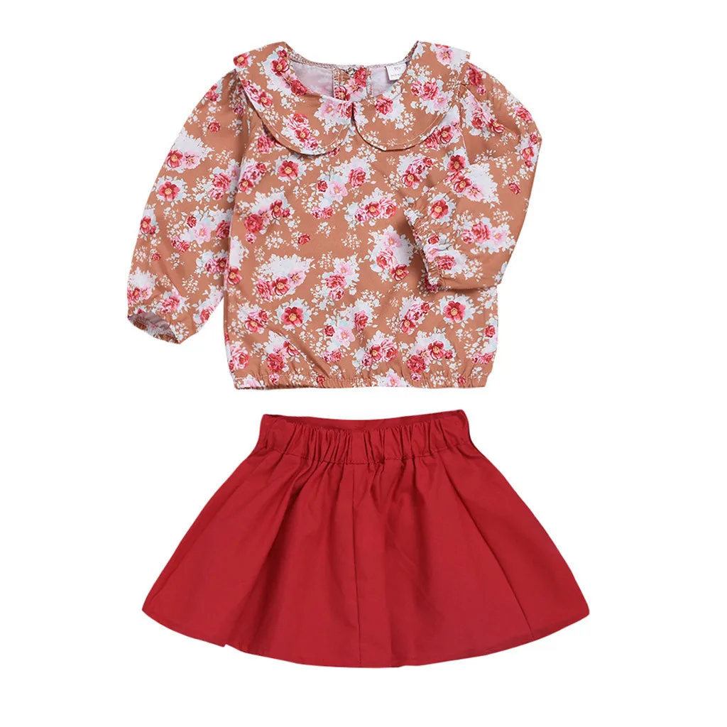 ARLONEET Fashion Lovely Baby 2Pcs Toddler Infant Girls Floral Print Tops T-shirt Skirt Outfits Set Z0208 2colour | Мать и ребенок