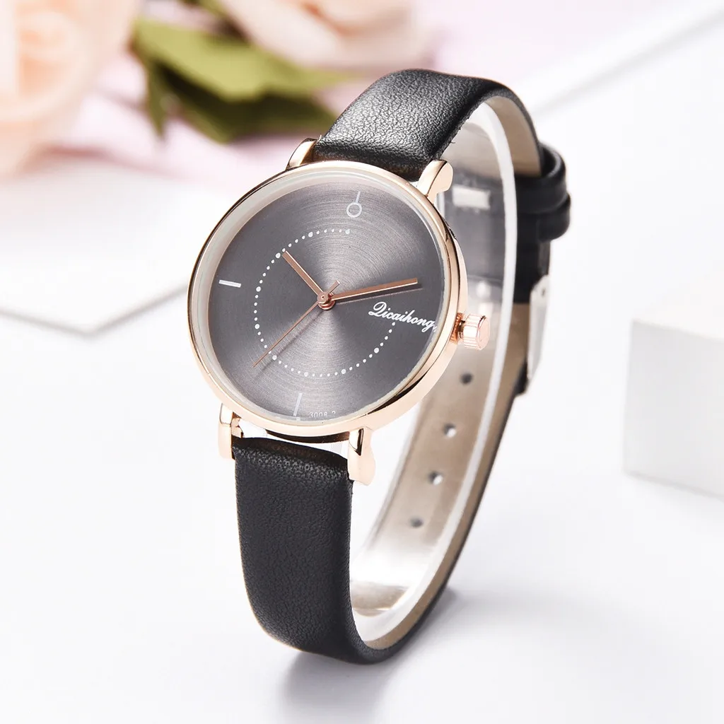 Корейский стиль простой ретро маленький круглый ремень женские часы