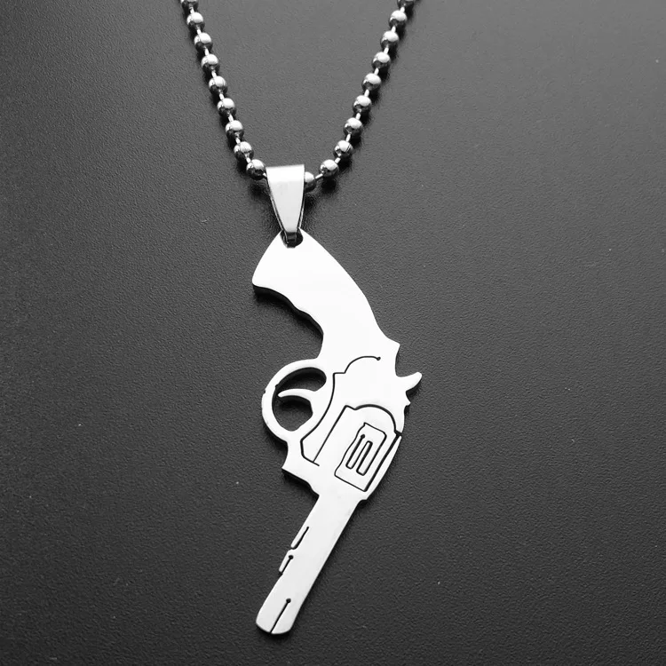 10 Stainless Steel Revolver Pistol Necklace Guns Movie Character Zorro Weapon Men Jewelry | Украшения и аксессуары