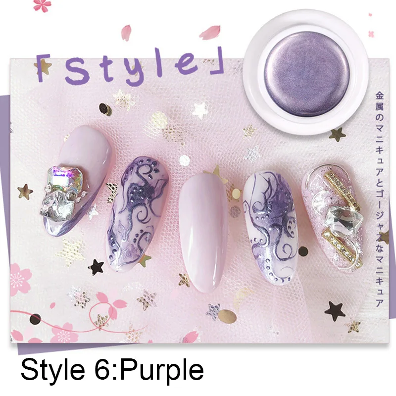 Style 6 Purple 6 цветов металлический эффект Гель-лак для ногтей рисунок Штамповка ногтей цветной УФ светодиодный гель маникюрный лак длительного действия Гель-лак - Цвет: Style 6 Purple