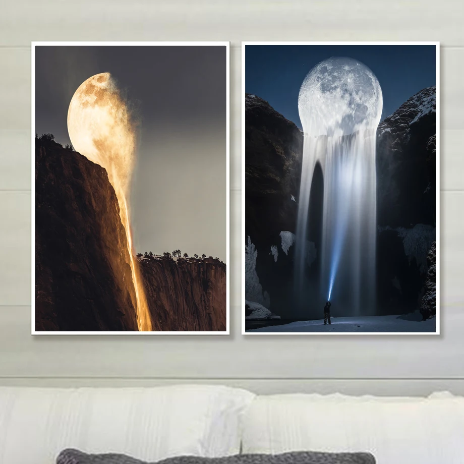 

Surrealism Moon Nordic Posters And Prints Creativity Wall Art Canvas Painting Wall Pictures For Living Room Decor