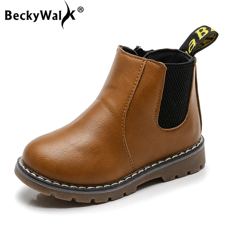 BeckyWalk/Детская школьная Осенняя обувь с круглым носком Ботинки Martin для мальчиков