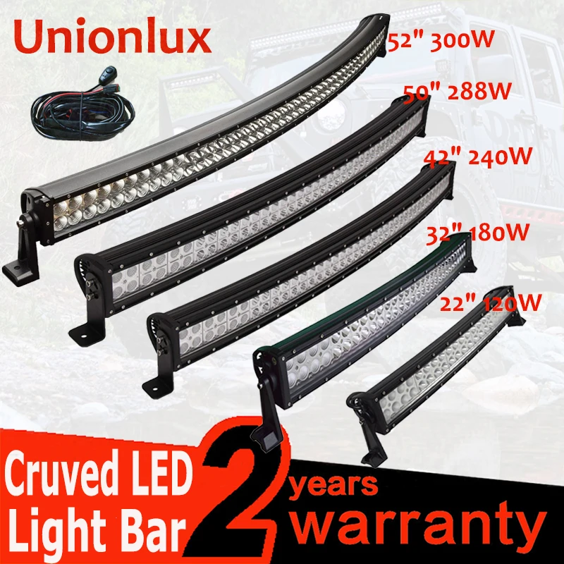 

Curved 120W 180W 240W 300W Led Work Light Bar 22 32 42 50 52inch Offroad Car Truck SUV ATV 12V 24V Driving Fog Lamp
