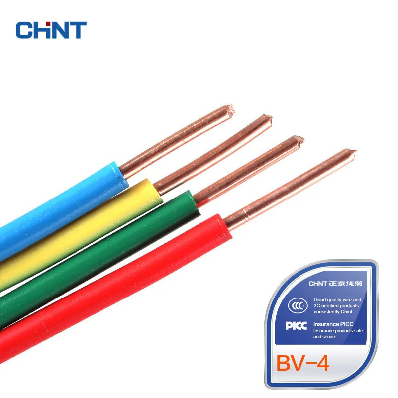 

Многоцветный провод и кабель CHNT Awg одножильный квадратный медный домашний интерьер BV4 core GB 100 метра
