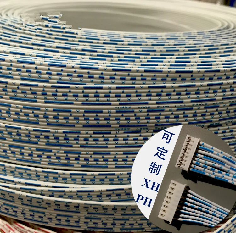 10 м 2468 # 24AWG синий и белый ленточный кабель 12p плоский провод 12 ядер Соединительная