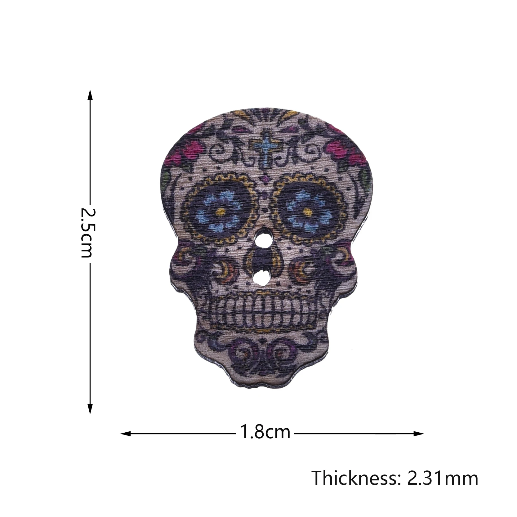 50Pcs Skull Shaped 2 Holes Wooden Buttons Mixed Sewing Accessories Clothing Flatback Scrapbooking Craft 27*17mm | Дом и сад