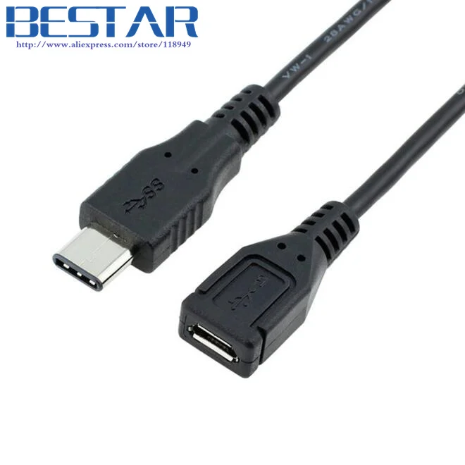 

Черный 15 см USB 3,1 type-c USB3.1 USB-C штекер USB 2,0 Micro 5pin 5p Женский зарядный кабель для зарядки и передачи данных адаптер для мобильного устройства