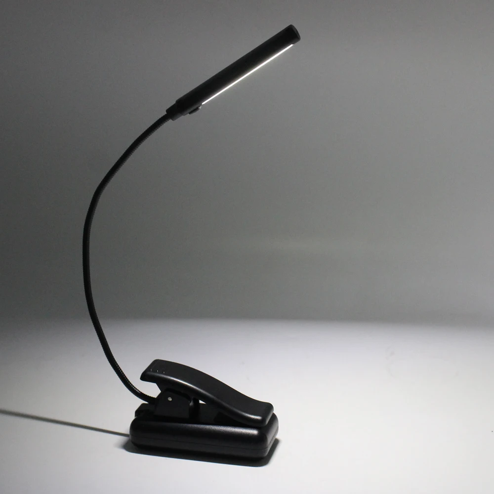 Светодиодный USB перезаряжаемая лампа для чтения книг, мини-лампа с гибким зажимом, встроенный аккумулятор COB, лампа для чтения книг, настольная лампа для чтения