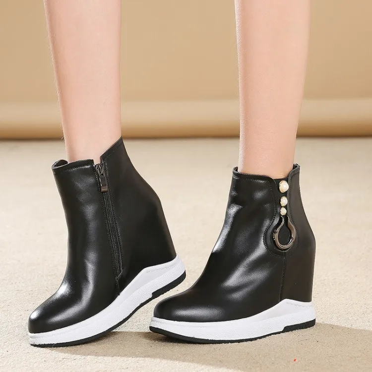 MLJUESE/женские ботинки до середины икры из телячьей кожи без застежки сезон