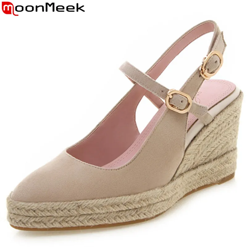 

MoonMeek 2020 new pumps shoes for women pointed toe shallow high heels shoes ladies prom shoes slingback buckle female shoes