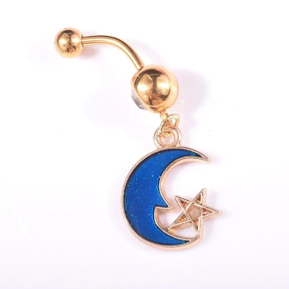 Летние украшения для бикини кольца на пупках живота розовое золото Луна звезда