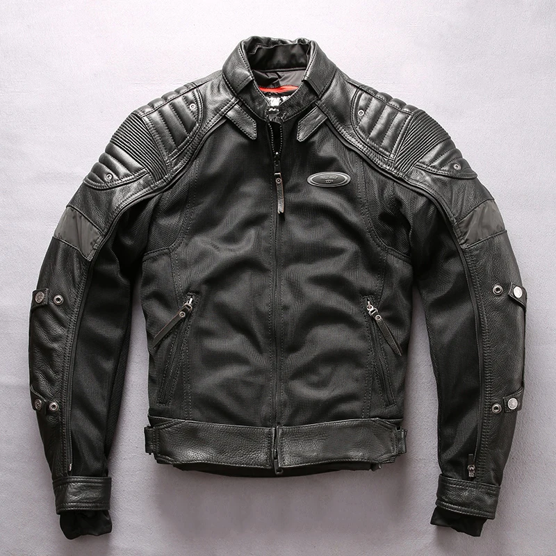 Мужская байкерская куртка из натуральной коровьей кожи приталенная 2019
