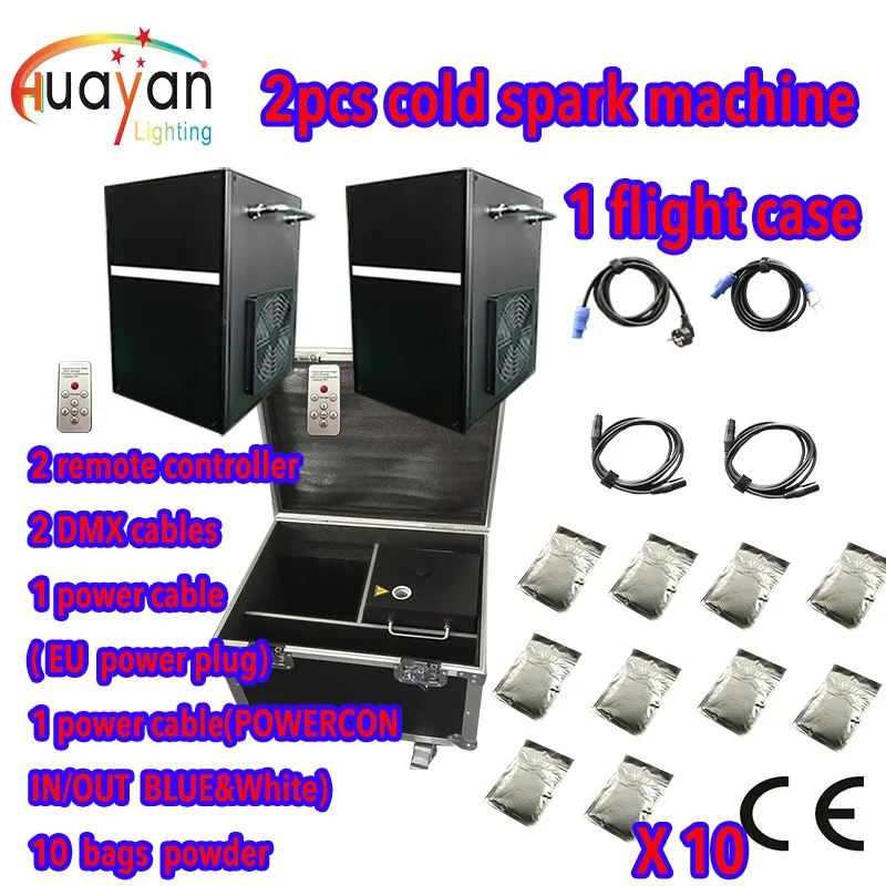 

Free shipping 2pcs cold spark machine with flight case with 10 bags powder