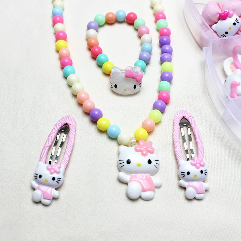 12 шт. Минни Мышь рисунок «Hello Kitty» заколки для волос, волосы ленты серьги браслет Цепочки и ожерелья весь Ювелирные наборы для девочек