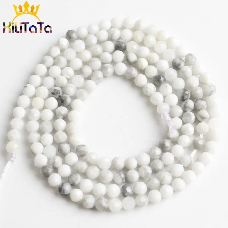 Howlite 2-2,5 мм натуральный граненый кварц аметисты бирюза Апатит Камень Круглые бусины для самостоятельного изготовления ювелирных изделий браслет аксессуары - Цвет: Howlite