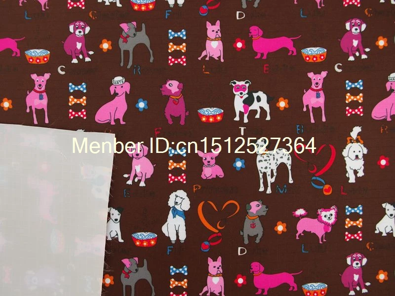 Водонепроницаемая ткань с покрытием из ПВХ-фон милыми собаками на фоне choclate (WF317) |