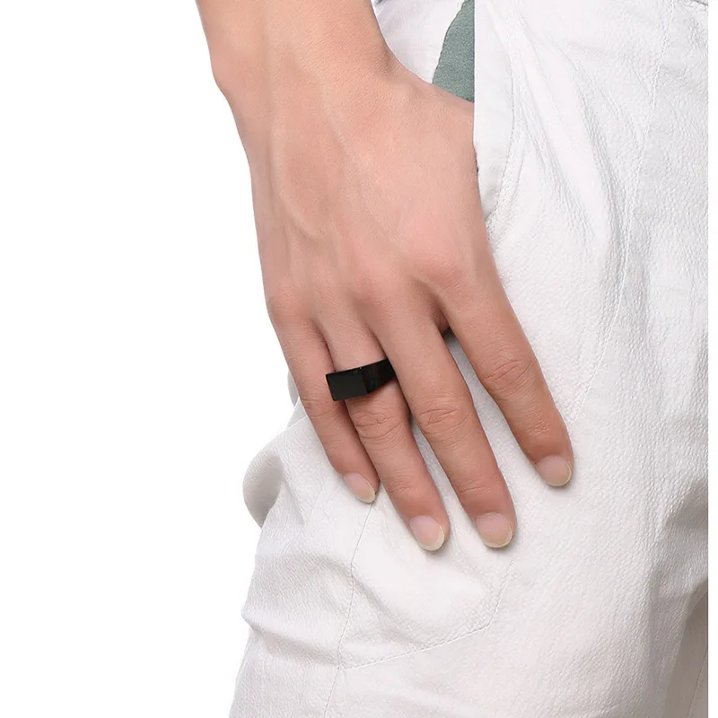 Ceilim Punk Ring for Men Contracted Stainless Steel Smooth Mens Rings Fashion Male Jewelry Gold Black Color Accessories | Украшения и
