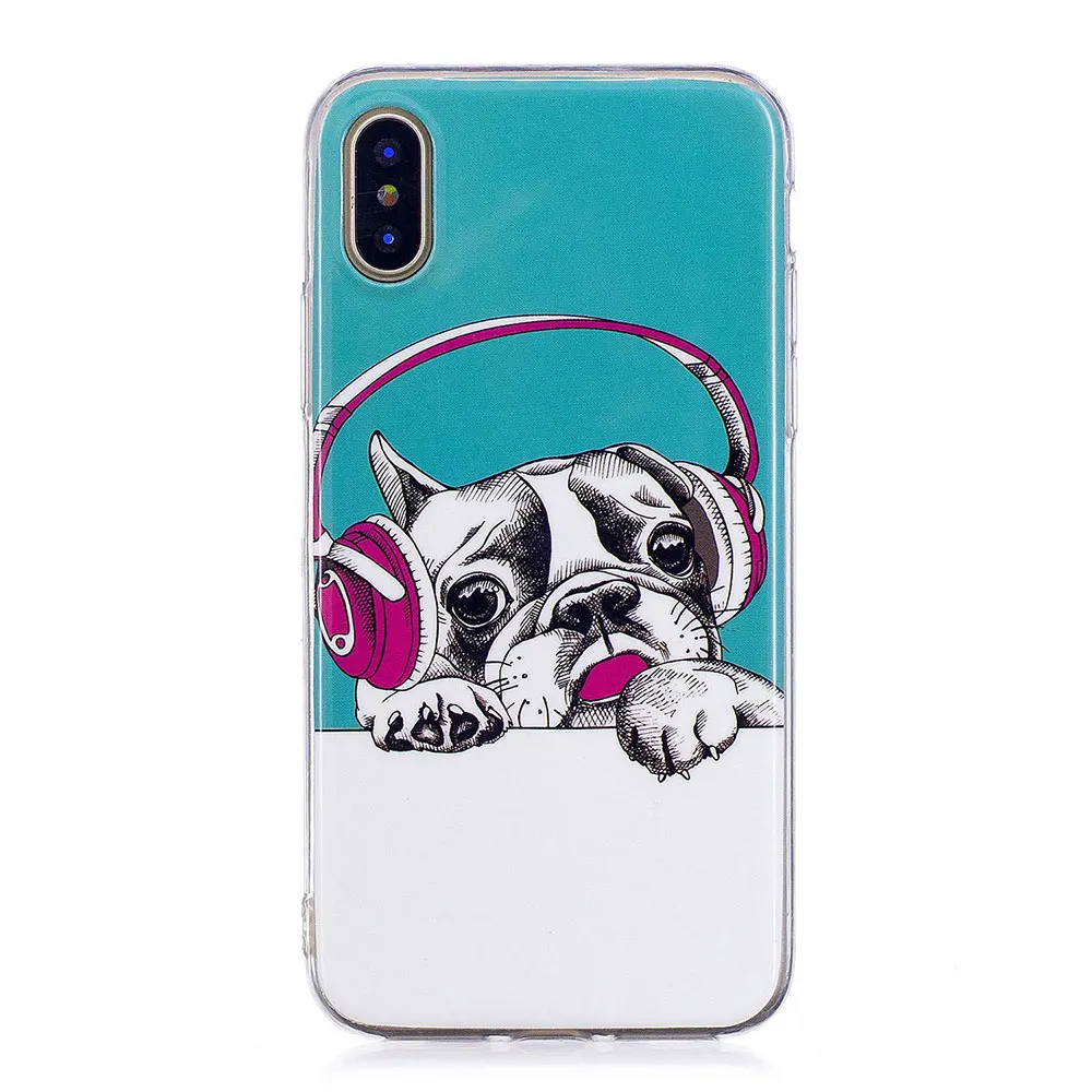 Boucho мягкий чехол для iPhone X задняя крышка прекрасный кот собака шаблон телефона