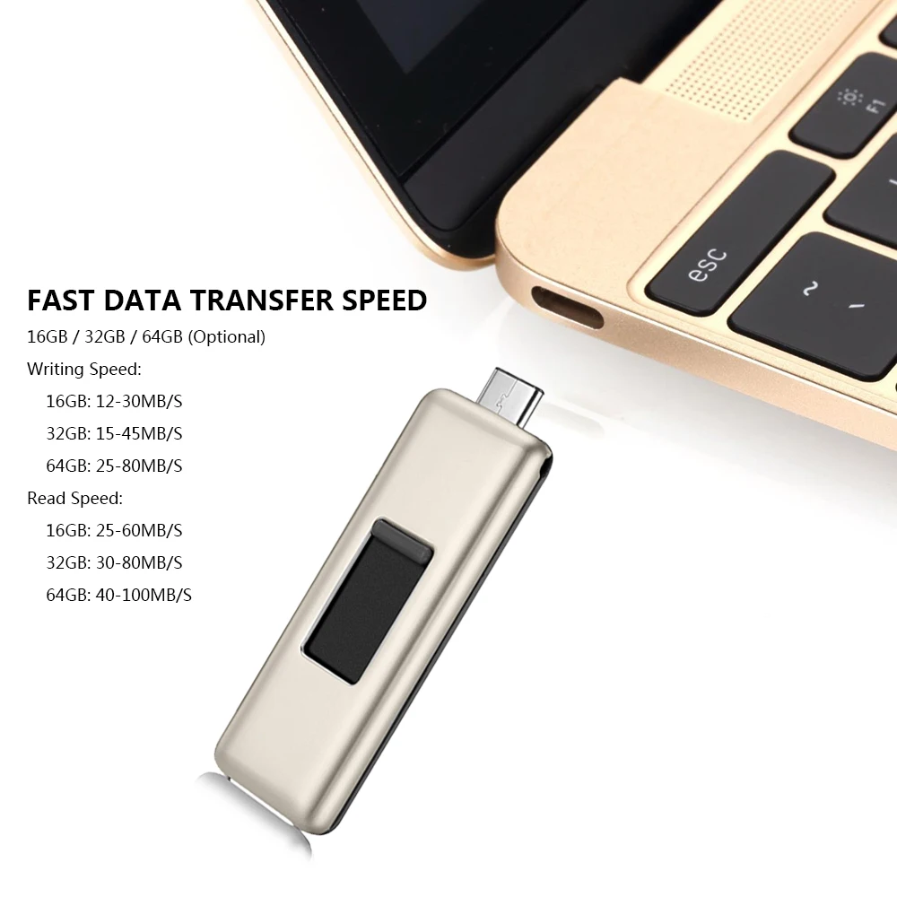 

OSCOO USB 3.0 Type-C 3.1 64GB 32GB 16GB Flash Drive USB Type-C Dual Drive Memory Sticks U Disk For MacBook Smartphone Computers