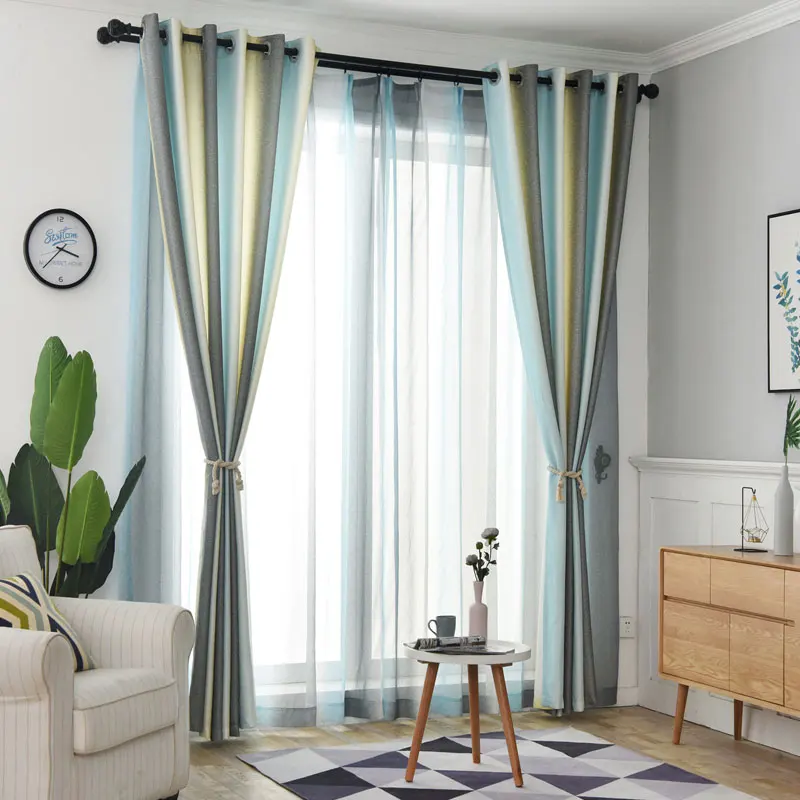 Новый стиль высокий синий желтый коричневый полосатый жаккард искусство