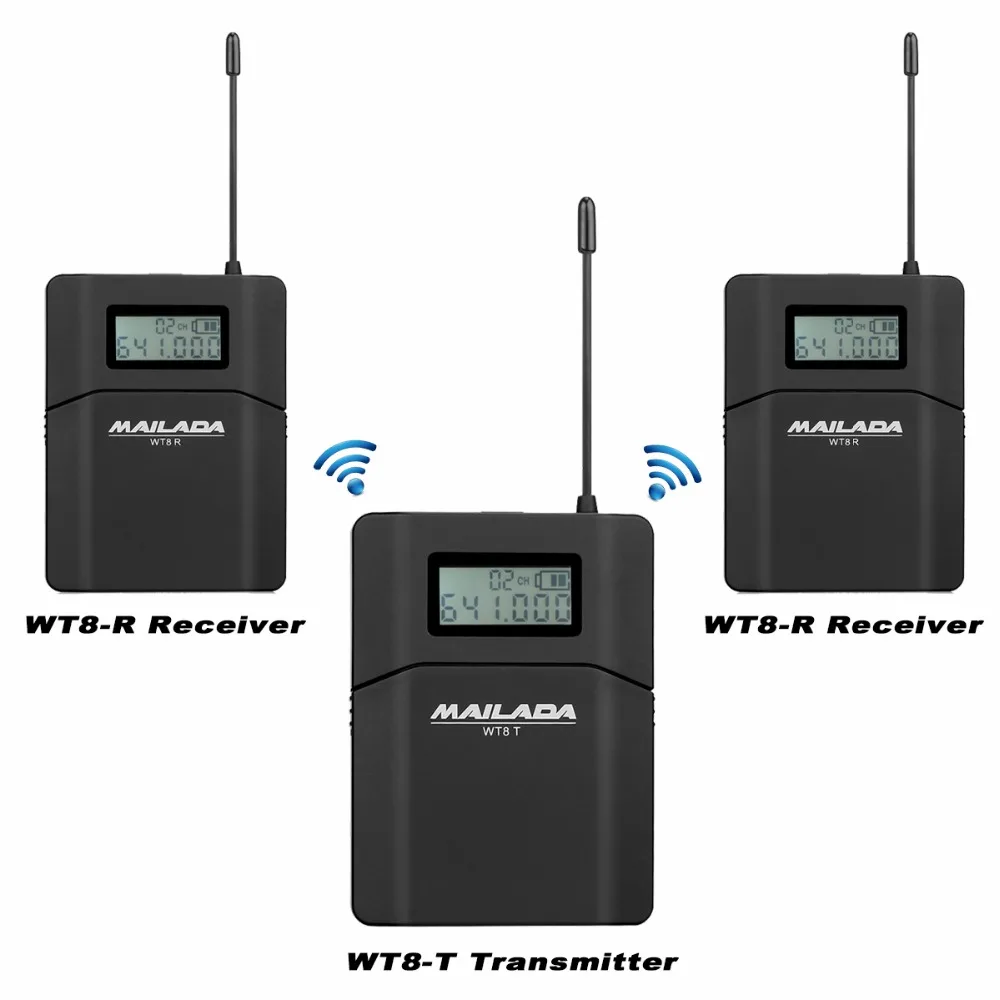 MAILADA WT8 UHF 638 648 мГц 1 передатчик + 2 приемники Беспроводной микрофон гарнитуры аудио