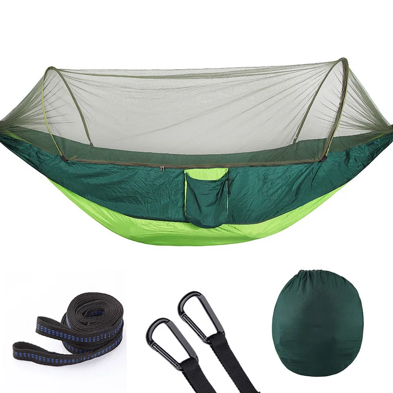 

Outdoor Camping Double Person Strong Hammock With Mosquito Net Beach Tent Parachute Hammock Tent Hanging Tree Bed