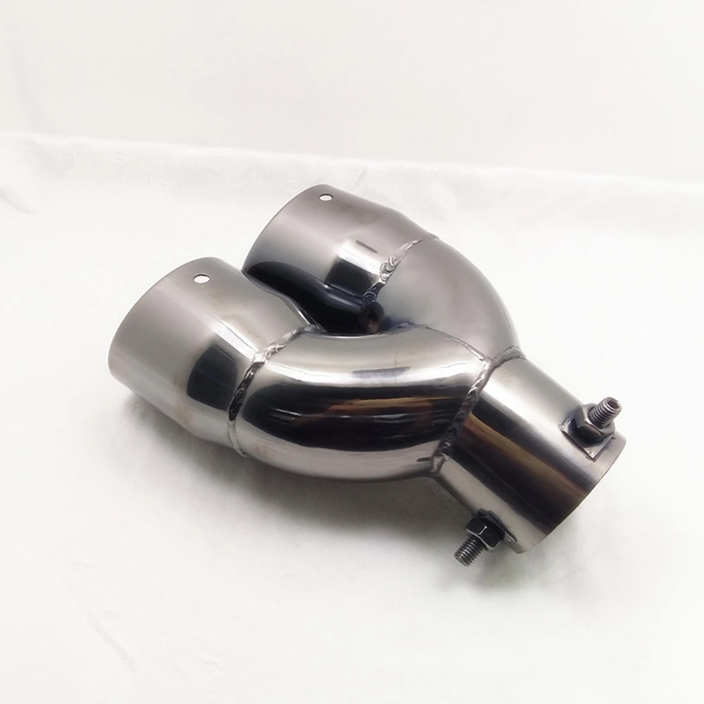 Универсальный выхлопной трубопровод из нержавеющей стали двойной черный двойной для автомобиля 63 мм Car Styling подходит для Nissan Bluebird/Ford Fox/Kia On.