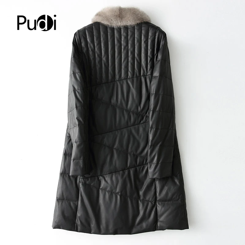 PUDI A27283 Натуральная овечья кожа, пальто, куртка, пальто, Женское зимнее теплое Норковое меховое пальто, натуральная кожа внутри, зимнее пальто