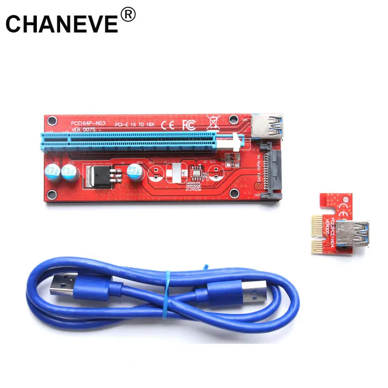 CHANEVE VER007S PCI Express PCIE PCI-E Райзер-карта 007 007S 1x до 16x расширитель USB3.0 кабель 15pin SATA для
