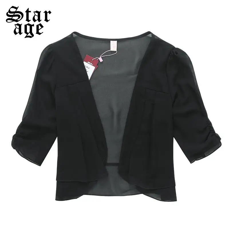 M XXXL женская шифоновая куртка с оборками пальто женские топы коротким рукавом