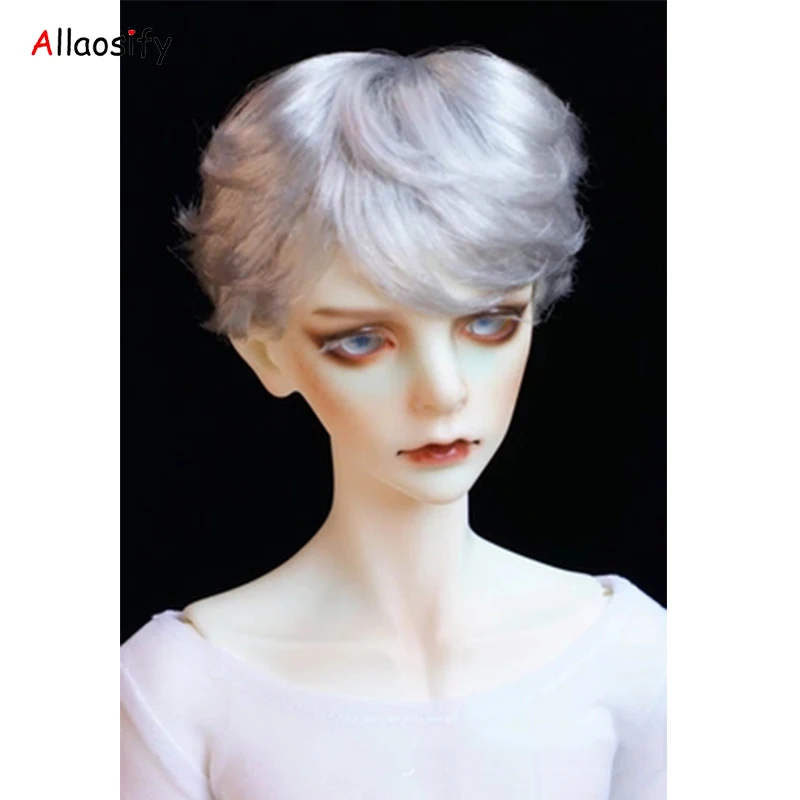 Allaosify волос 1/3 1/4 1/6 1/8 1/12 bjd кукла с высоким уровнем Температура для маленьких мальчиков короткие прямые парики SD BJD парик с челкой