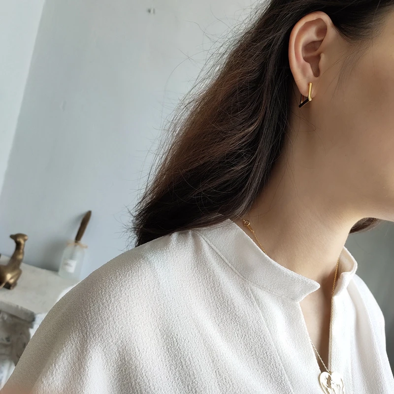 LouLeur 925 пробы серебряные ювелирные изделия корейские серьги-кольца модные квадратные геометрические РЕТРО серьги для женщин сережек