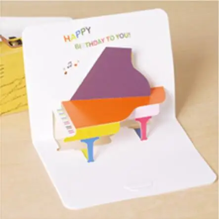 Piano as photo 3D всплывающие с днем рождения поздравительные карты с конвертом для детей день рождения фестиваль Рождественский подарок вечерние открытки Свадебный декор ремесла - Цвет: Piano as photo