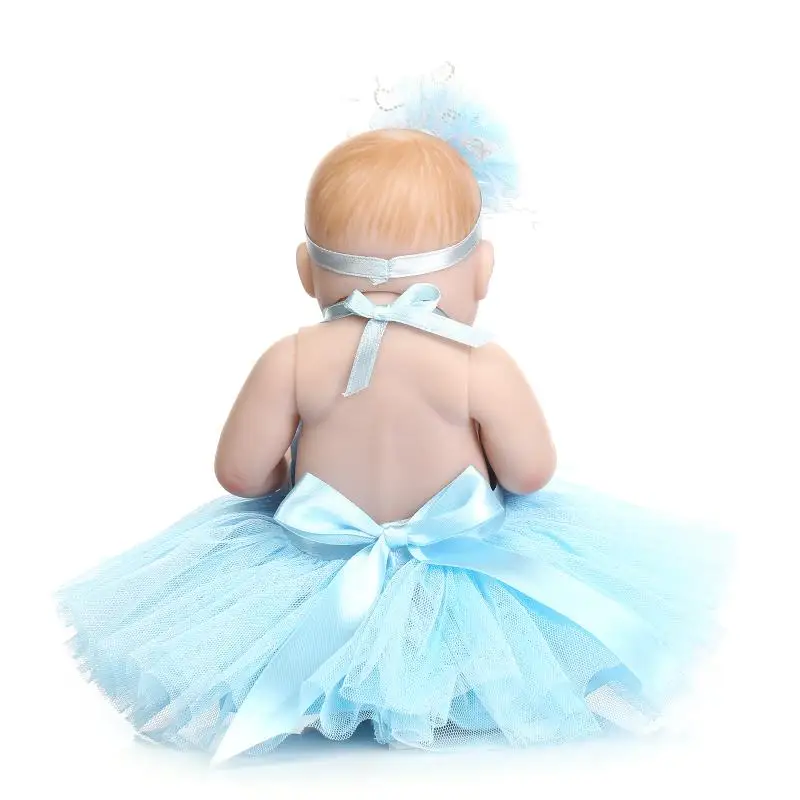 NPK 26cm Soft Vinyl newborn Reborn Babies lake blue princess puff dress Baby Dolls Toys For Children As Gift baby model | Игрушки и